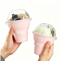 Gobelets à crème glacée biodégradables sur mesure, contenants à dessert biodégradables personnalisés avec couvercles en dôme (vente en gros).