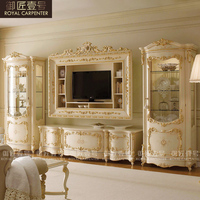 Meubles de style rococo européen en bois massif haut de gamme 123 Ensemble de salon personnalisable Canapé en tissu sculpté pour villa française