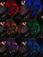 Alfombrilla Universal RGBW para Auto con Luz de Estrellas, 64 Colores, Control por Aplicación, Luces LED Ambientales para el Interior del Vehículo con Modo Música, Impermeables