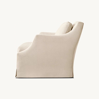 Fauteuil d'appoint moderne et durable, rembourré en mousse, avec housse amovible, revêtement en lin, accoudoirs inclinés, fauteuil club individuel avec jupe, pour salon et chambre