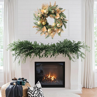 Couronne de fleurs de Noël artificielle boule de boules d'or personnalisée pour porte d'entrée suspendue décorative de vacances