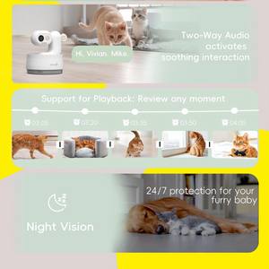 אפליקציית מצלמת חיות מחמד במשלוח ישיר, 2.4G 5G WiFi, 360 מעלות, אינטראקטיבית, לכלבים וחתולים, חומר ABS, ניטור, וולוגים אוטומטיים, 5MP 2K, ראיית לילה - Product Image 4