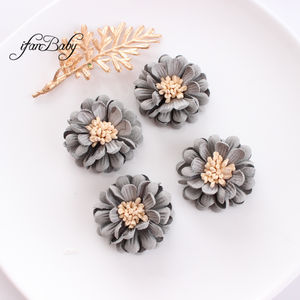 Flores de cuero sintético de 4cm con <span class=keywords><strong>estambre</strong></span>, tela artesanal, flores artificiales, accesorios para el cabello DIY, cuatro estaciones, Unisex - Product Image 5