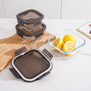 Tempered tươi giữ lò vi sóng BPA miễn phí nắp nhựa bát thủy tinh Bento ăn trưa túi hộp Bộ kín thực phẩm lưu trữ container - Product Image 3