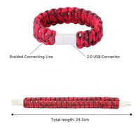 Bracelet de charge tressé USB vers Micro USB, cordon de charge pratique avec design bracelet pour appareils à interface Micro USB