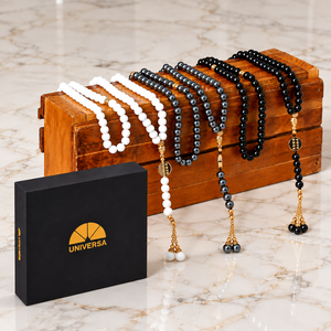 Perles de Dhikr en Onyx Noir Ethnique Authentique, 99 Perles, Accessoire de Prière en Pierre Naturelle avec Pochette Douce et Élégante Boîte Cadeau Premium - Product Image 2