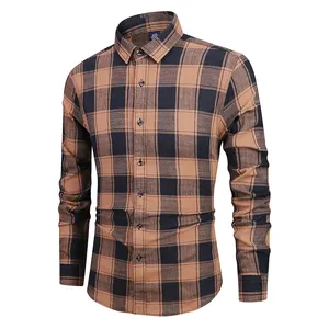 Custom top selling plaid flannel maxi checked shirt for mens