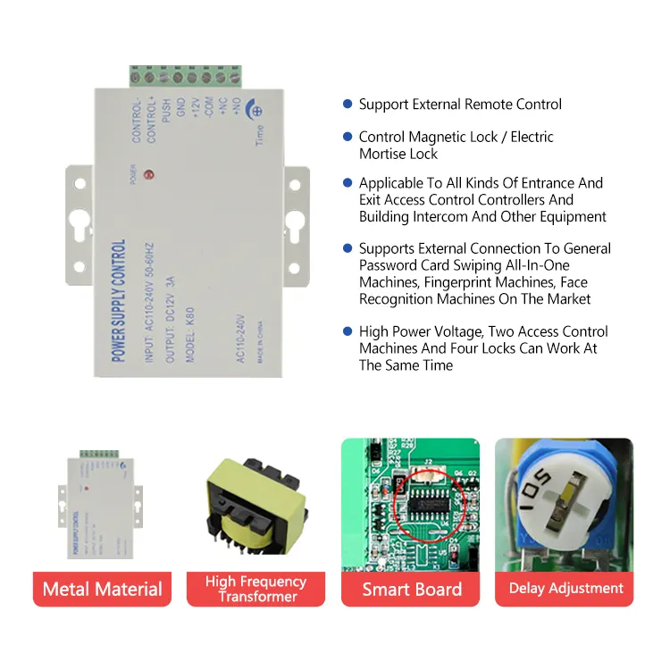 Kit de mot de passe de contrôle d'accès, clavier, lecteur de carte RFID, combinaison de système de contrôle d'accès avec alimentation et interrupteur à bouton