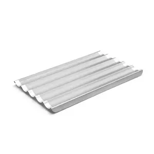 Bandeja para hornear pan francés de aluminio ranurado, baguette antiadherente, 5 unidades