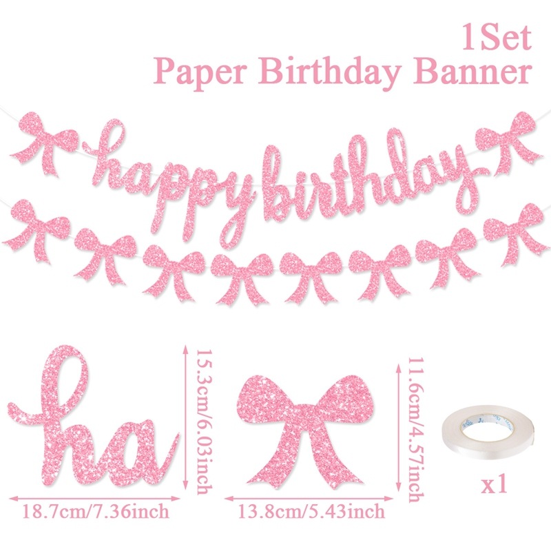 Thème de bannière d'anniversaire avec nœud rose et nœud papillon