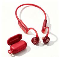 Écouteurs tour de cou rouges avec charge rapide sans fil, réduction active du bruit et mode transparence