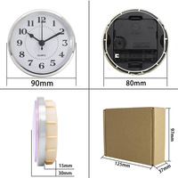 Jam Dinding DIY 90mm Angka Romawi/Arab Modern, Plastik Tahan Lama, Mesin Quartz, Bertenaga Baterai AA, Pengganti Suku Cadang