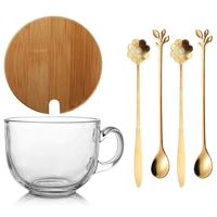 Bouteille en verre transparent de 400 ml avec poignée et large ouverture, personnalisable avec logo, pour yaourt, dessert, flocons d'avoine, petit-déjeuner, emballage alimentaire, vente en gros, Bolong