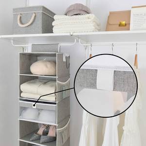 Organizador de Armario Colgante Grande de 6 Estantes con 1 Cajón, Material de Tela y Plástico PP para Ropa, Zapatos y Bolsos, para Armarios y Gabinetes - Product Image 4