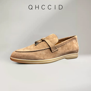 Mocasines de Ante para Hombre con Borlas, Color Albaricoque, Marrón, Verde, Café, Color Sólido, Sin Cordones, Tacón Bajo, Transpirables, Zapatos Casuales - Product Image 2