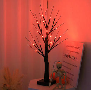 Luces LED de Árbol de Abedul Negro Miniatura de Mesa con Batería USB para Halloween, Luces LED de Árbol de Arce de 24 L, Luces de Árbol Púrpura y Naranja de 2 pies (60 cm) - Product Image 5