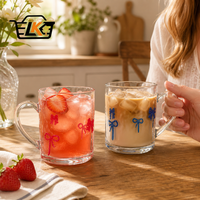 Mug en verre style Ins, peint à la main, avec anse et bord coloré, motif papillon mignon, pour café, thé aux fruits, cadeau d'anniversaire