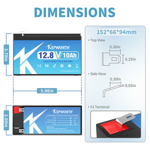 欧盟库存12V 10Ah LiFePO4电池可充电深循环锂电池，带BMS，用于报警系统备份UPS 12.8v 10Ah - Product Image 3