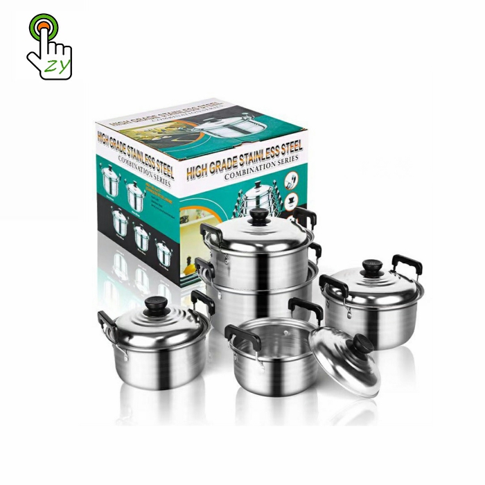 Wholesale 10 Pieces Kitchenware Caserole Set Cooking Pot Set Stainless Steel Cookware Sets