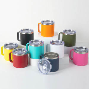 แก้วน้ำสแตนเลสแบบมีหูจับ ขนาด 14 ออนซ์, แก้วเก็บความร้อน, แก้วกาแฟสแตนเลสพร้อมฝาปิดและหูจับ, แก้วน้ำแบบมีหูจับขนาด 12 และ 14 ออนซ์ - Product Image 2