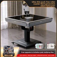 Table de Mahjong automatique 4 joueurs Roller Coaster, ultra-mince, en verre noir, pliable, sans poussée, silencieuse, avec système hélicoptère, personnalisable OEM