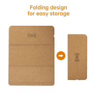 Chargeur sans fil pliable en liège écologique, support de charge rapide sans fil portable 15W avec tapis de souris pour les voyages et le bureau