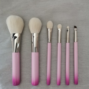 6pcs Goat Pony Hair Makeup Brush Set Wood Handle Travel Size Powder <b>Blush</b> Highlight Eyeshadow Face Eye Cosmetic Brushes Kit - Product Image 1