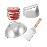 Ensemble d'outils de cuisson en acier inoxydable pour barbecue, accessoires de barbecue, presse-viande, couvercle de cuisson pour braisage, spatule Teppanyaki, spatule de cuisine, outil d'assaisonnement