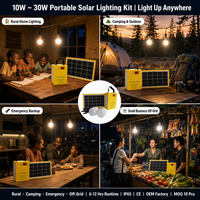 Kit d'éclairage solaire portable 3W 10W 20W pour la maison, système d'éclairage LED hors réseau avec batterie, pour le camping, les situations d'urgence, l'utilisation en zone rurale, prise EU US, OEM