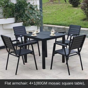Ensemble <span class=keywords><strong>table</strong></span> et chaises d'extérieur en bois composite pour cour, loisirs en plein air, bois traité anti-infectieux, balcon, <span class=keywords><strong>jardin</strong></span>, café - Product Image 5