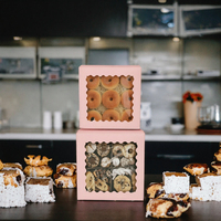 Scatole per Pasticceria in Carta Riciclata Ecologica, Confezioni per Ciambelle, Mini Torte, Fette di Torta, Dessert con Finestra Trasparente