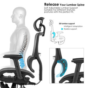 Silla de ordenador giratoria de malla barata moderna, silla de oficina ergonómica de lujo con respaldo alto de trabajo ajustable con soporte lumbar - Product Image 5