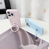 Coque de téléphone antichoc en silicone TPU avec anneau magnétique et béquille pour iPhone 17 Pro Max 16 15