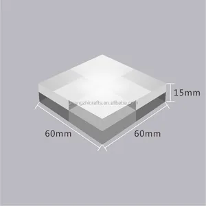 Bloc solide en acrylique et plexiglas, cube solide et transparent, 60x60x15mm, nouveau modèle