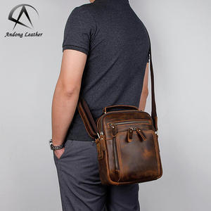 Sac bandoulière en cuir Crazy Horse Andong pour homme, sac messager décontracté rétro multifonctionnel pour le travail - Product Image 1