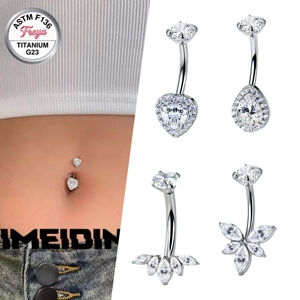 จิวเจาะสะดือไทเทเนียม ASTM F136 รุ่น G23 ประดับ<span class=keywords><strong>เพชร</strong></span>ซิคอนรูปหัวใจทรงหยดน้ำ ขายดี - Product Image 2