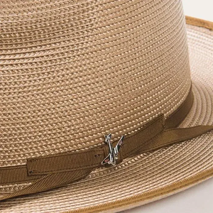 Chapeau Fedora en paille unisexe, chapeau de soleil Panama à large bord avec bande noire, chapeau Fedora de plage d'été pour hommes et femmes - Product Image 5