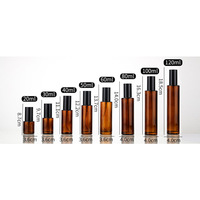 Botella de Vidrio Cosmética Color Ámbar, Botellas de Spray con Hombro Plano de 20ml 30ml 40ml 50ml 60ml 80ml 100ml 120ml, Botella para Loción