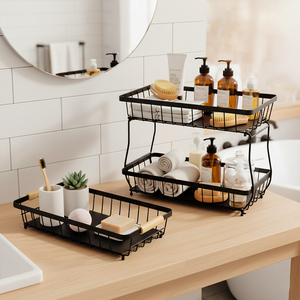 Panier organisateur multifonctionnel à 3 niveaux en métal réglable pour la maison ou les petites entreprises, robuste et durable - Product Image 6