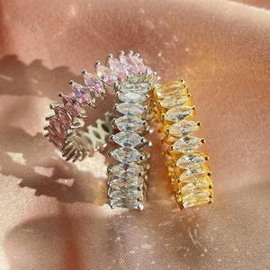 Dylam Zirkonia Pave <span class=keywords><strong>Pink</strong></span> Simulierter Diamantring Schmuck Frauen 925 Silber ringe Gold 18 Karat Pave Solotaire Ringe für Frauen - Product Image 2