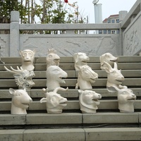 Ornements décoratifs en résine de style antique, entièrement faits à la main, style classique Ming-Qing, animaux du zodiaque sculptés dans la pierre, collection ancienne été