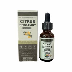 Gotas Líquidas de Bergamota Cítrica Orgánica de Marca Propia con Extracto de Guanábana y Arroz de <span class=keywords><strong>Levadura</strong></span> <span class=keywords><strong>Roja</strong></span> <span class=keywords><strong>para</strong></span> Adultos, Apoyo al <span class=keywords><strong>Colesterol</strong></span> - Product Image 1