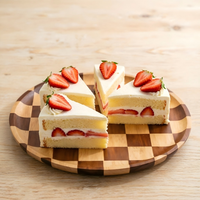 Runde und Quadratische Karierte Servierplatte aus Massivem Akazienholz für Snacks, Obst und Tee, Hitzebeständiges Küchen-Serviertablett