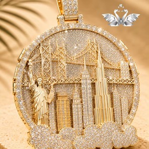 Stirlin.co Pendentif Hip Hop le plus vendu pour hommes et femmes, serti de moissanite taille brillant, monture griffe, plaqué argent 925, bijoux de mode - Product Image 5