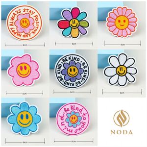 Custom Iron on Embroidered Colorful Smile Face Sun Flower Patches for Clothing Bag Decoration - Product Image 4