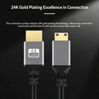 Câble vidéo personnalisé 4K60Hz HD 2.0 à ressort enroulé, coque en aluminium, plaqué or, gaine en PVC, mâle-mâle, pour ordinateur portable et projecteur