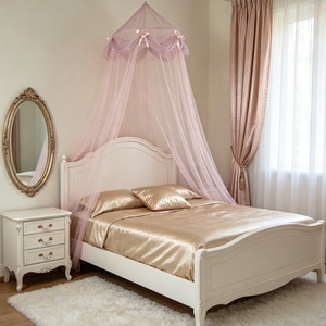 Kelambu Kasur Putri Lipat Model Kubah dengan Ikat Pita Ramah Lingkungan untuk Dekorasi Kamar Tidur Anak Perempuan - Product Image 3