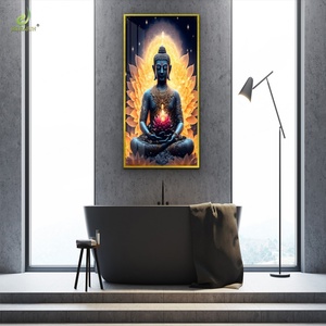 Porcelana Impecable con Detalles de Cristal: una Obra de Arte, Ambiente de Alta Gama, Sala de Estar con Cuadros Colgantes y Luces LED - Product Image 1
