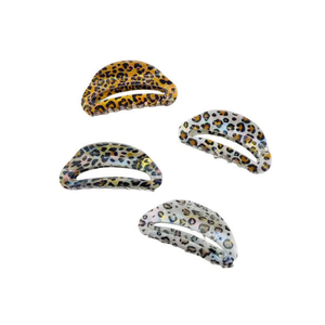 Fermaglio per capelli a mezza luna con motivo leopardato, 10,5 cm, in plastica, accessorio moda per donna, stile casual - Product Image 3