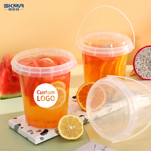 2024 chất lượng cao PP nhựa <span class=keywords><strong>ICE</strong></span> xô nước giải khát bồn với xử lý dùng một lần 1000ml nhựa uống xô với nắp - Product Image 1